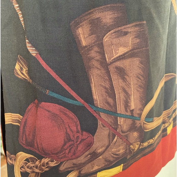 RALPH LAUREN Equestrian Horse Bit Hunter Black Red Lined Wool Wrap Skirt 8 USA - Picture 10 of 14